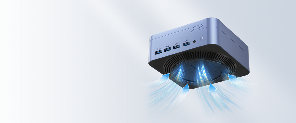 Demostración de la entrada de aire de 360° del mini PC VZMORE iX5 Max