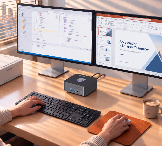 Utiliza máquinas virtuales, compila código, trabaja con grandes hojas de cálculo de Excel o gestiona decenas de pestañas del navegador y aplicaciones simultáneamente. Gracias a su potente rendimiento multitarea, incluso los flujos de trabajo más complejos se mantienen fluidos y ágiles.
